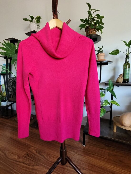 List in New York Sweaters - LIST Hot Pink Cowl Neck Knit Sweater Top Long Sleeve Pullover, Womens Size M